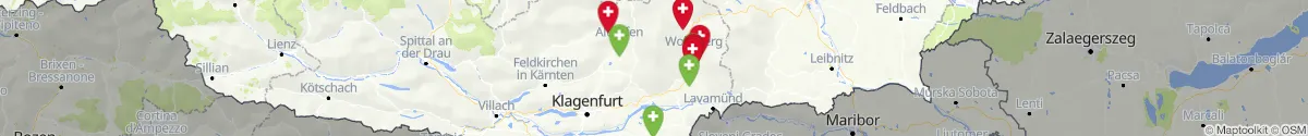 Kartenansicht für Apotheken-Notdienste in der Nähe von Reichenfels (Wolfsberg, Kärnten)